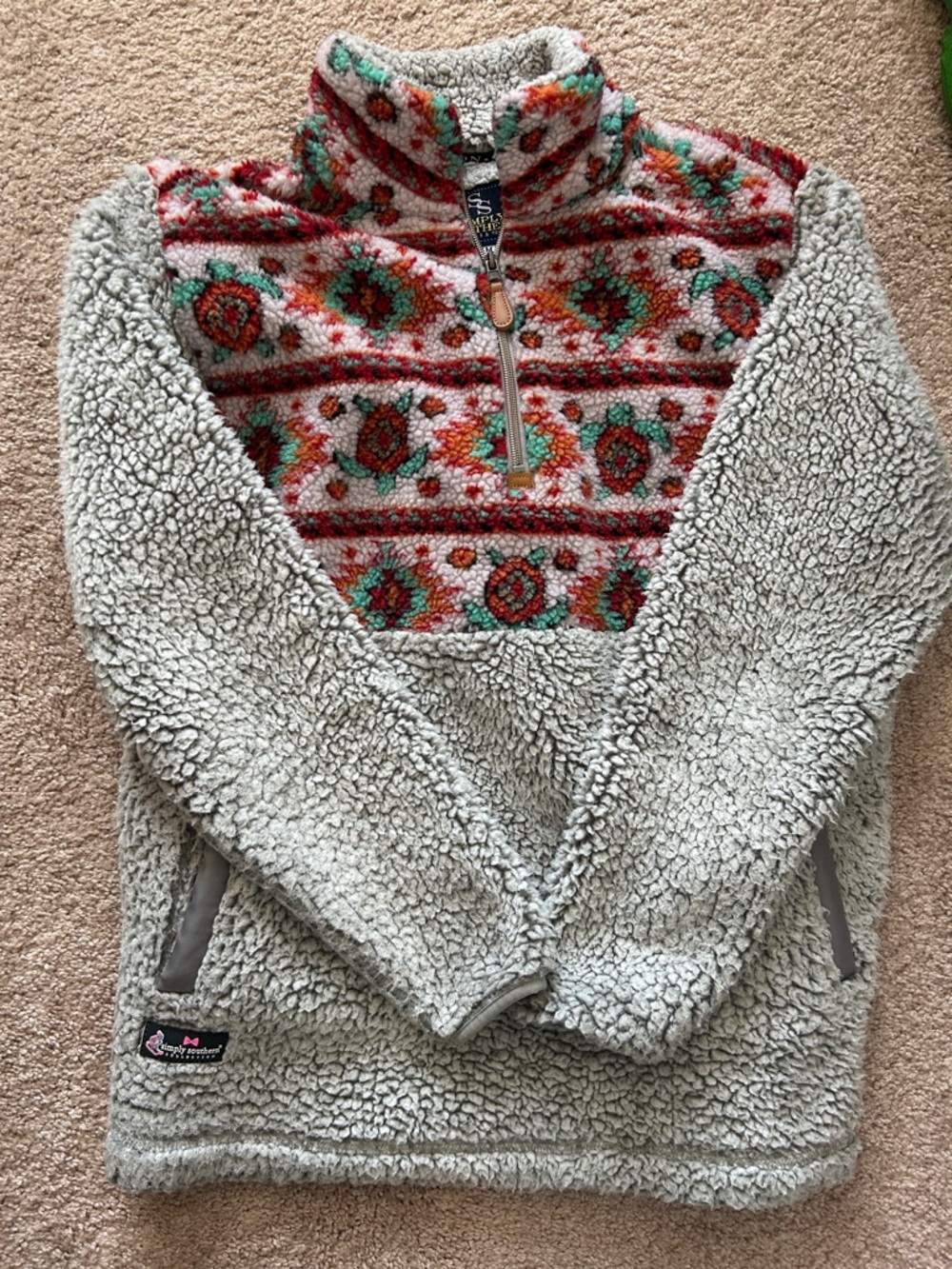 Simply Southern Sherpa Half-Zip Pullover - turtle